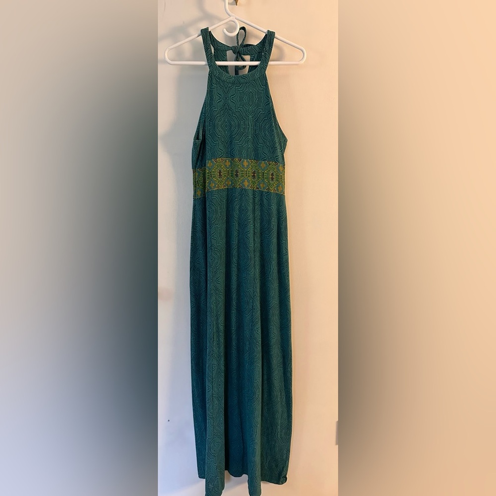 Prana Teal and Yellow Maxi Dress